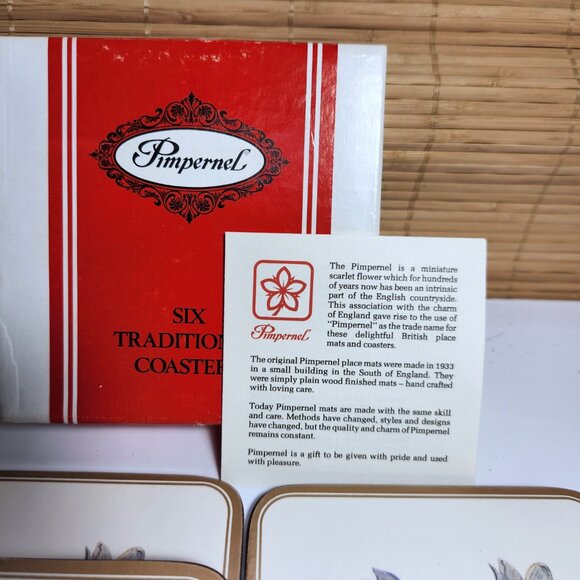 Manitoba Crocus Pimpernel Coasters Set of Six w/ Box Open Vintage Nice - Picture 6 of 7